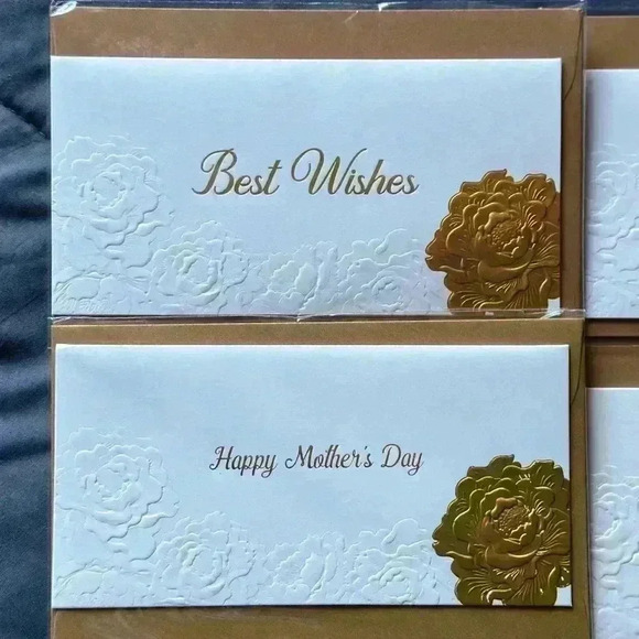 8 x Rose 3D Embossed Gold Foil Greeting Card - Picture 3 of 5